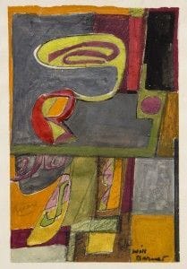 Whiplash 1958 pencil, watercolor on paper 8 1/8 in. x 6 1/8 in. Arkansas Arts Center Foundation Collection: Gift of Will and Elena Barnet, New York